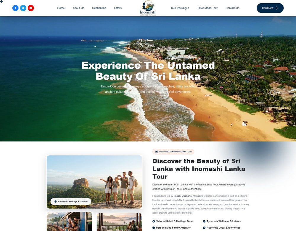 Inomashi Lanka Tour website by Cyberexpert